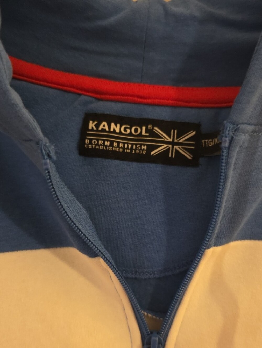 Kangol Blue White Red Striped Hooded Zip Jacket - Picture 3 of 6